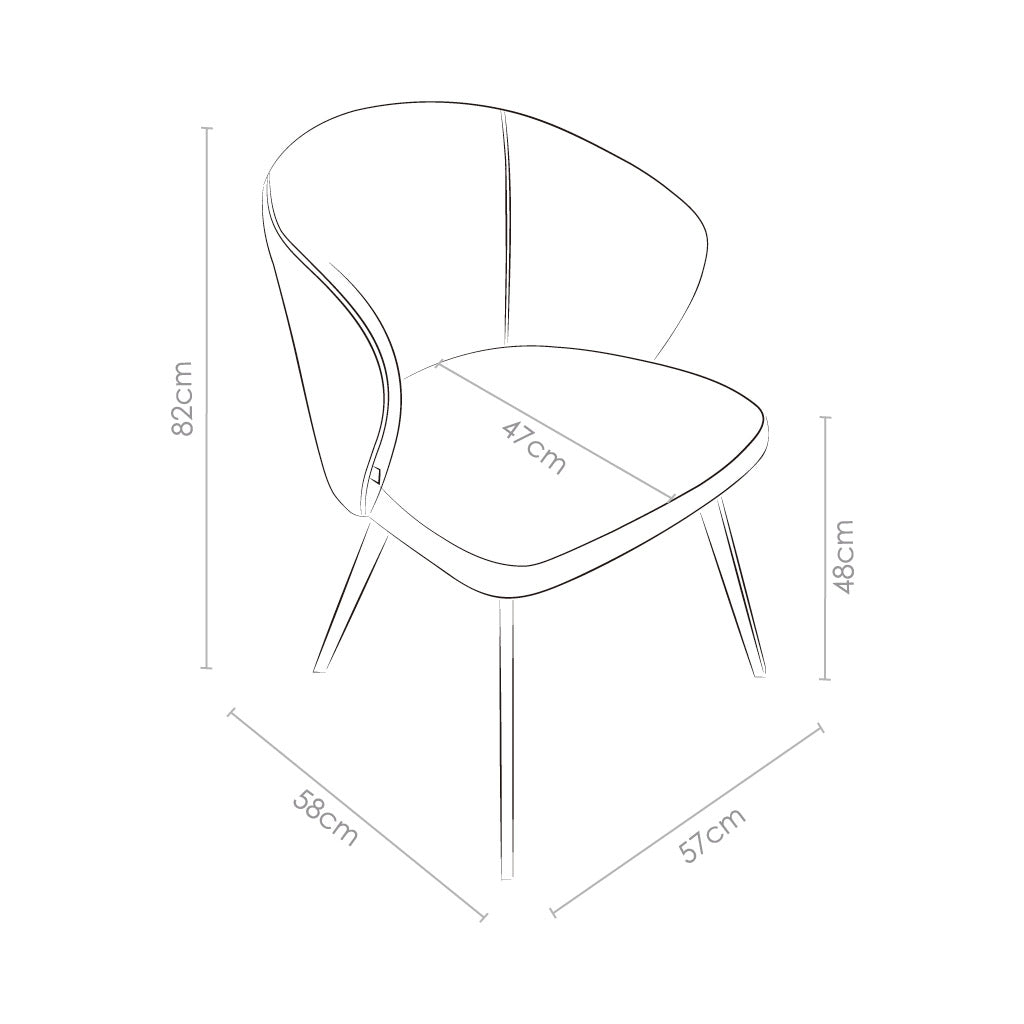 Lisette Dining Chair - Light Beige Oasis 01 Fabric - Black Metal Legs - 57 x 58 x 82 cm