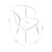 Lisette Dining Chair - Light Beige Oasis 01 Fabric - Black Metal Legs - 57 x 58 x 82 cm