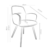 Mancini Dining Chair - Cream Oasis 01 Fabric - Black Metal Legs