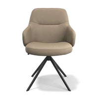 Marylin De Luxe Dining Chair - Taupe Leather B968 - Black Swivel Base