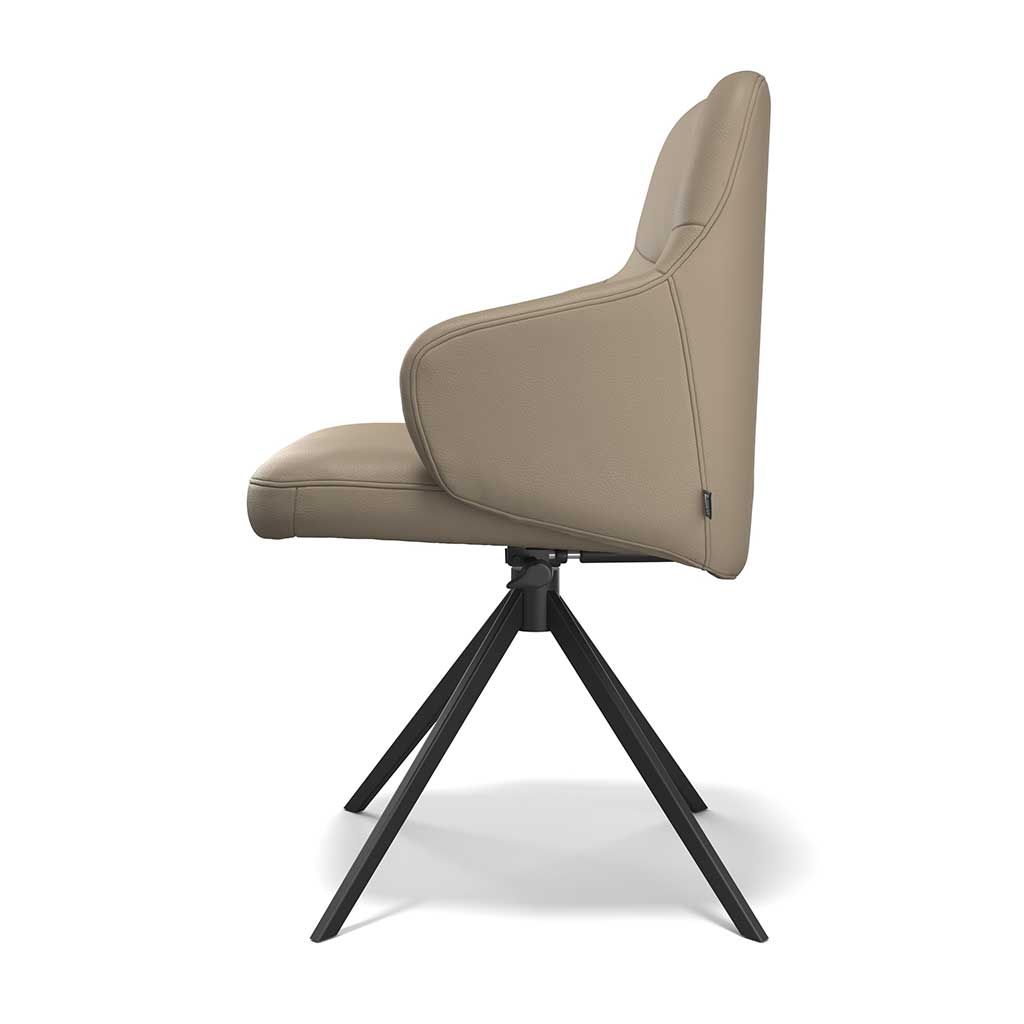 Marylin De Luxe Dining Chair - Taupe Leather B968 - Black Swivel Base