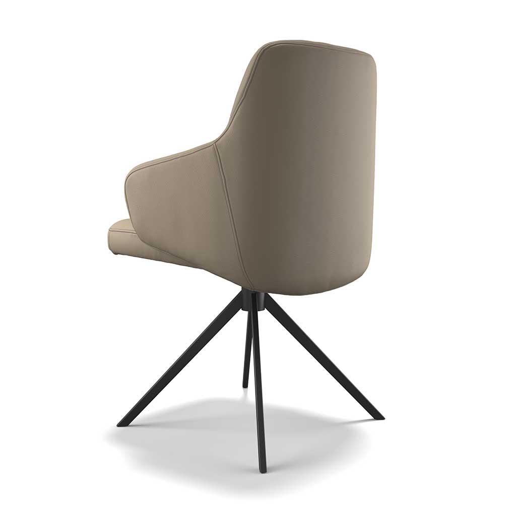 Marylin De Luxe Dining Chair - Taupe Leather B968 - Black Swivel Base