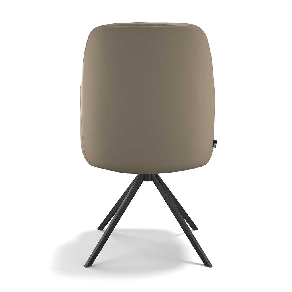 Marylin De Luxe Dining Chair - Taupe Leather B968 - Black Swivel Base