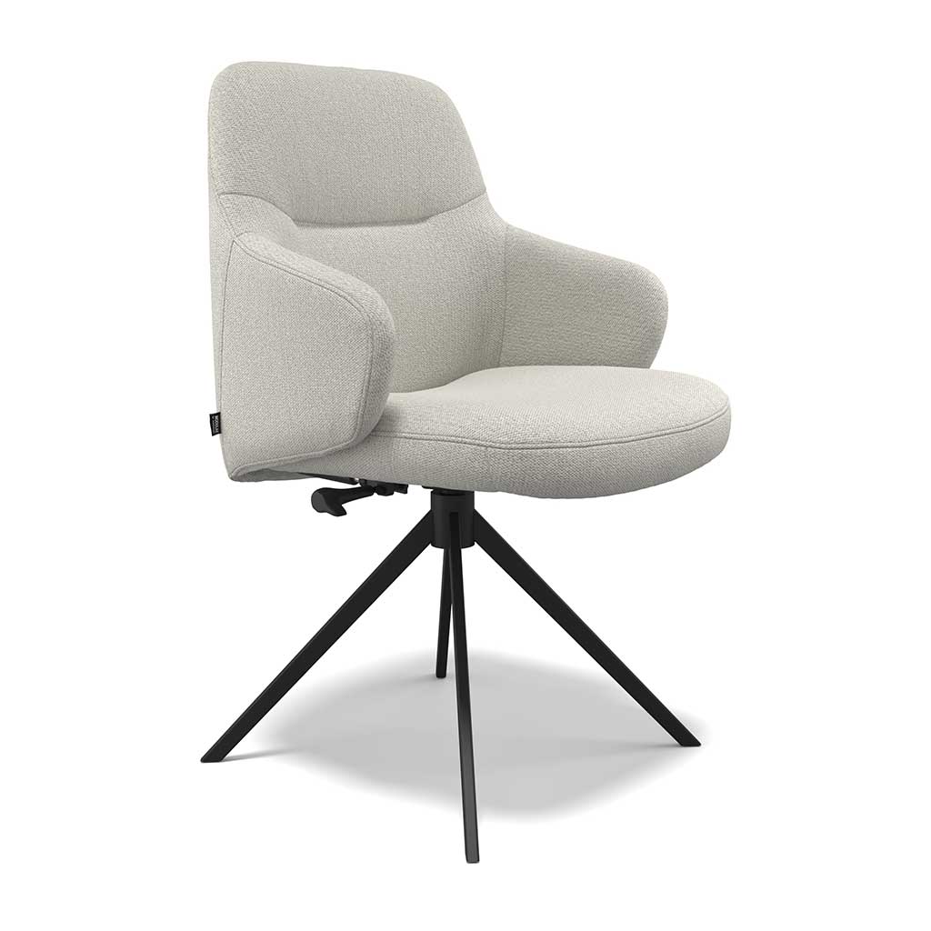 Marylin De Luxe eetstoel - Cream Sneak 110 Stof - Black Swivel Base