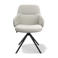 Marylin De Luxe Dining Chair - Cream Sneak 110 Fabric - Black Swivel Base