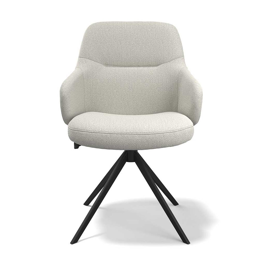 Marylin De Luxe Dining Chair - Cream Sneak 110 Fabric - Black Swivel Base