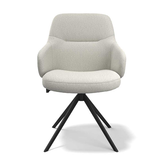 Marylin De Luxe Chaise à manger - Tissu crème sneak 110 - Base pivotante noire