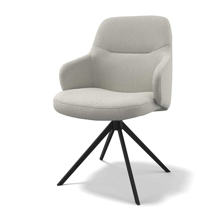 Marylin De Luxe eetstoel - Cream Sneak 110 Stof - Black Swivel Base