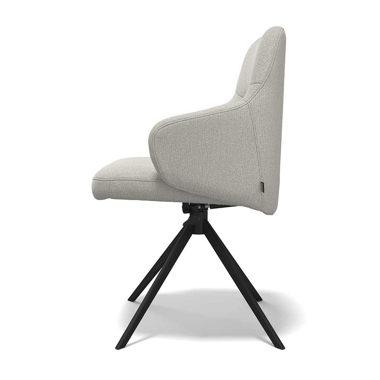 Marylin De Luxe eetstoel - Cream Sneak 110 Stof - Black Swivel Base