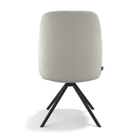 Marylin De Luxe Dining Chair - Cream Sneak 110 Fabric - Black Swivel Base