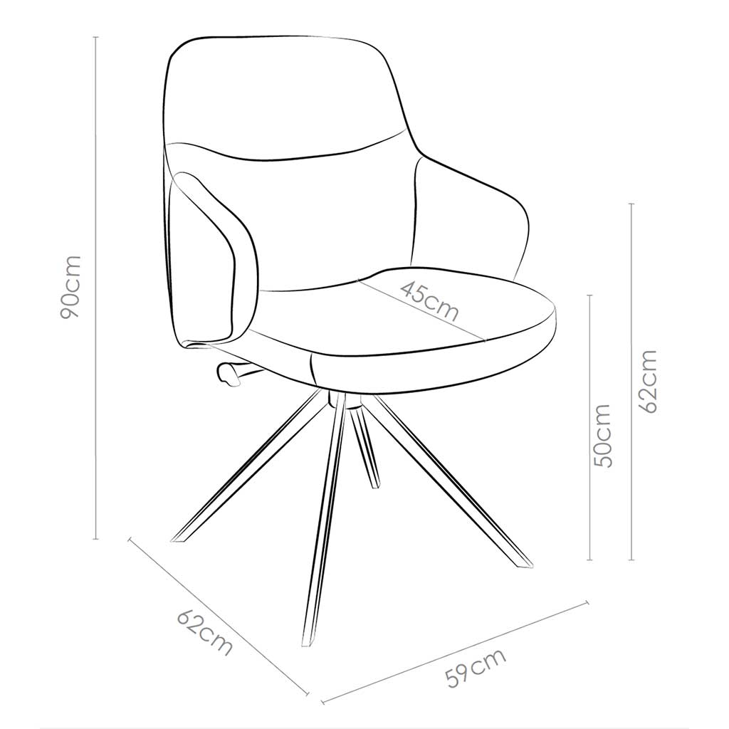 Marylin De Luxe Dining Chair - Taupe Leather B968 - Black Swivel Base