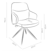 Marylin De Luxe Dining Chair - Taupe Leather B968 - Black Swivel Base