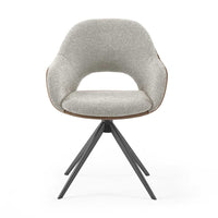 Materia Dining Chair - Taupe Bull 15 & Cream Sneak 01 Fabric - Black Swivel Base