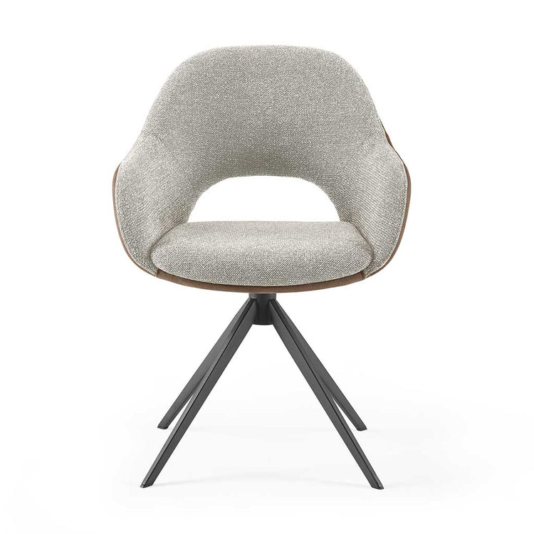 Materia Dining Chair - Taupe Bull 15 & Cream Sneak 01 Stoff - Black Swivel Base