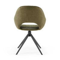 Materia Dining Chair - Olive Green Bull 59 & Light Olive Sneak 59 Fabric - Black Swivel Base