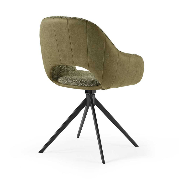 Materia Dining Chair - Olive Green Bull 59 & Light Olive Sneak 59 Fabric - Black Swivel Base
