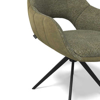 Materia Dining Chair - Olive Green Bull 59 & Light Olive Sneak 59 Fabric - Black Swivel Base