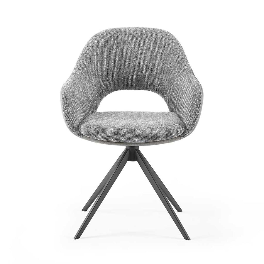 Materia Dining Chair - Grey Bull 65 & Light Grey Sneak 149 Fabric - Black Swivel Base