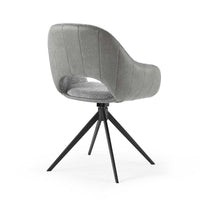 Materia Dining Chair - Grey Bull 65 & Light Grey Sneak 149 Fabric - Black Swivel Base