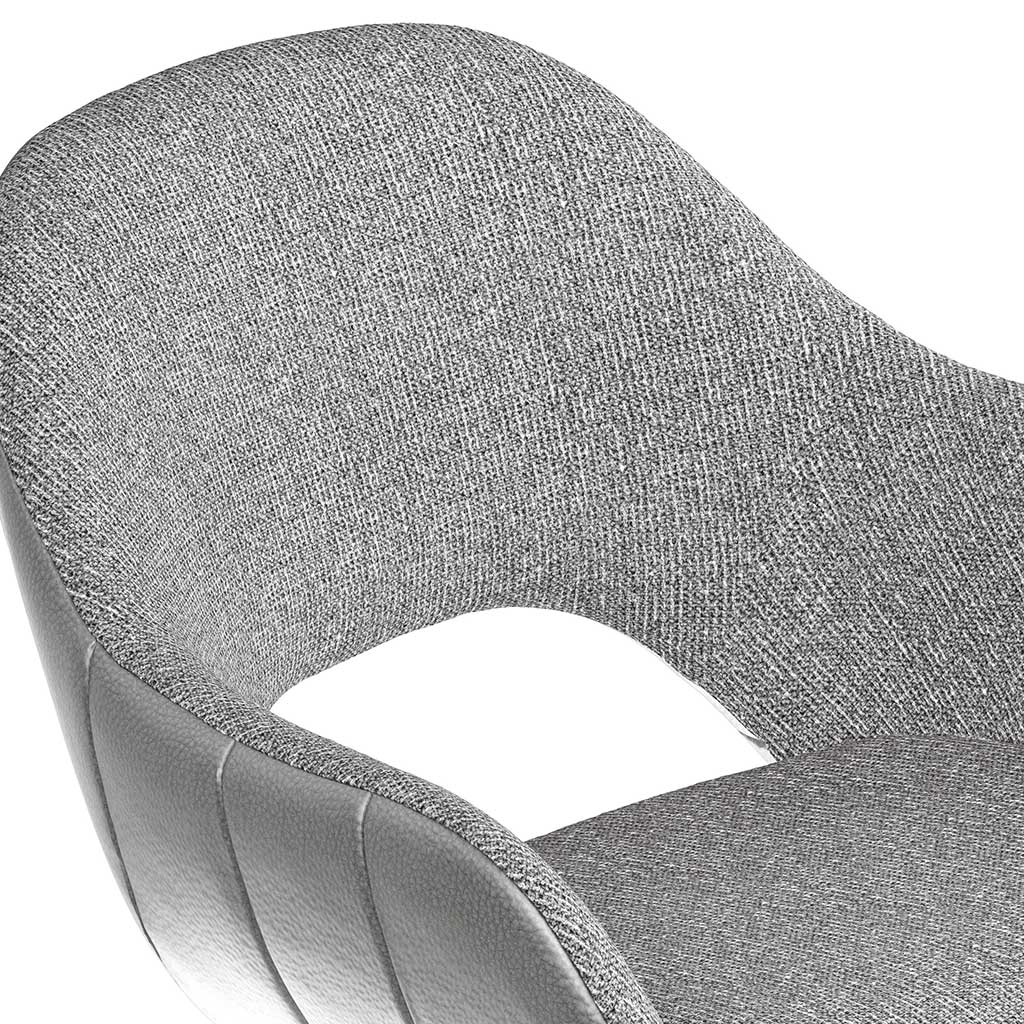 Chaise à manger Materia - Gris Taureau 65 & Gris clair sneak 149 Tissu - Black Swivel Base