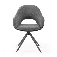 Materia Dining Chair - Dark Grey Bull 67 & Grey Sneak 65 Fabric - Black Swivel Base
