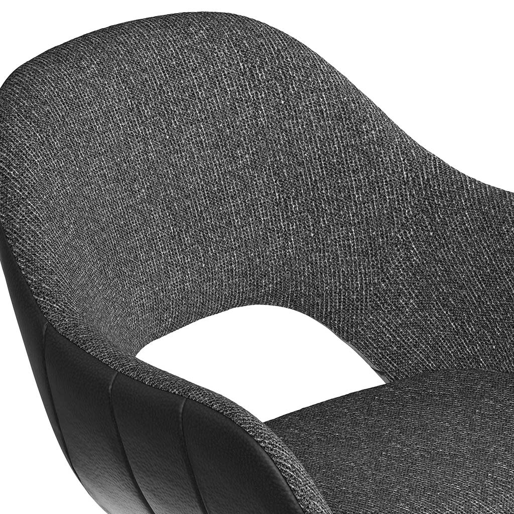 Materia Dining Chair - Dark Grey Bull 67 & Grey Sneak 65 Fabric - Black Swivel Base