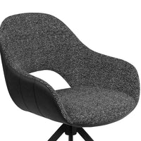 Materia Dining Chair - Dark Grey Bull 67 & Grey Sneak 65 Fabric - Black Swivel Base