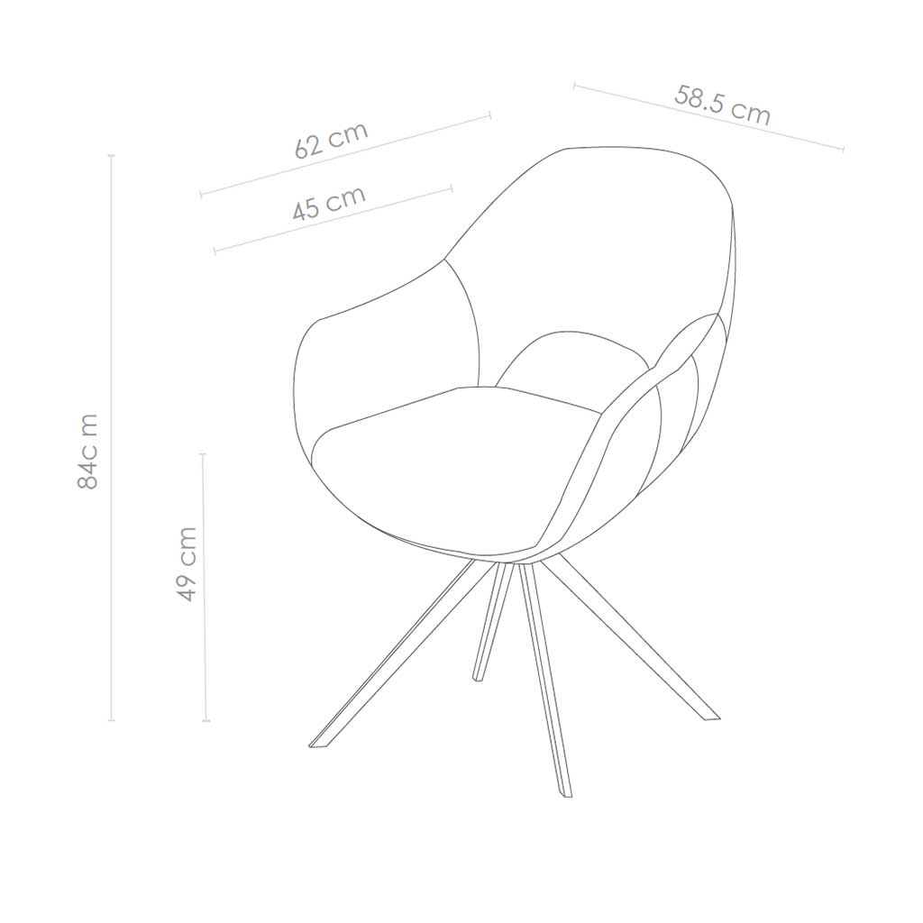 Materia Dining Chair - Taupe Bull 15 & Cream Sneak 01 Stoff - Black Swivel Base