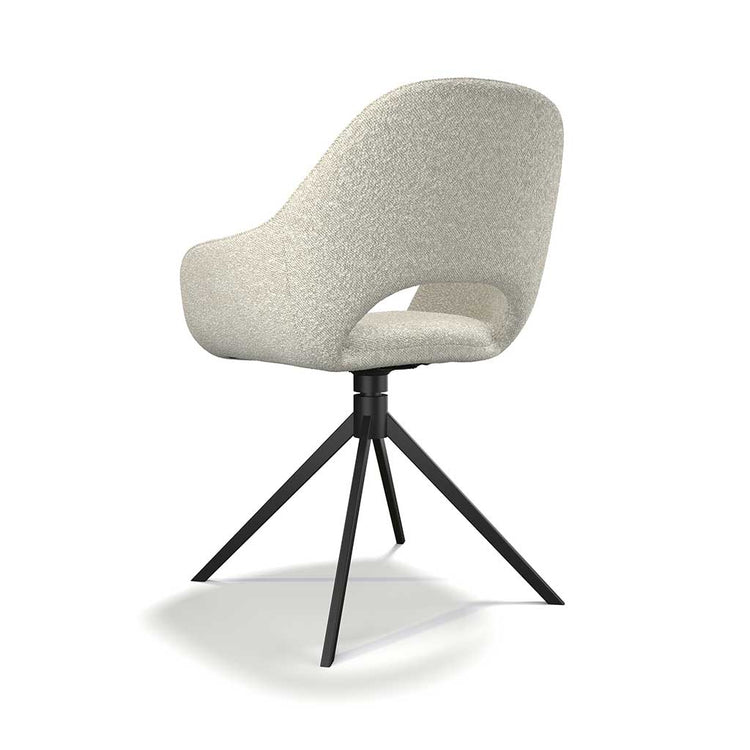 Messina dining chair pearl Ascot fabric black swivel base detail