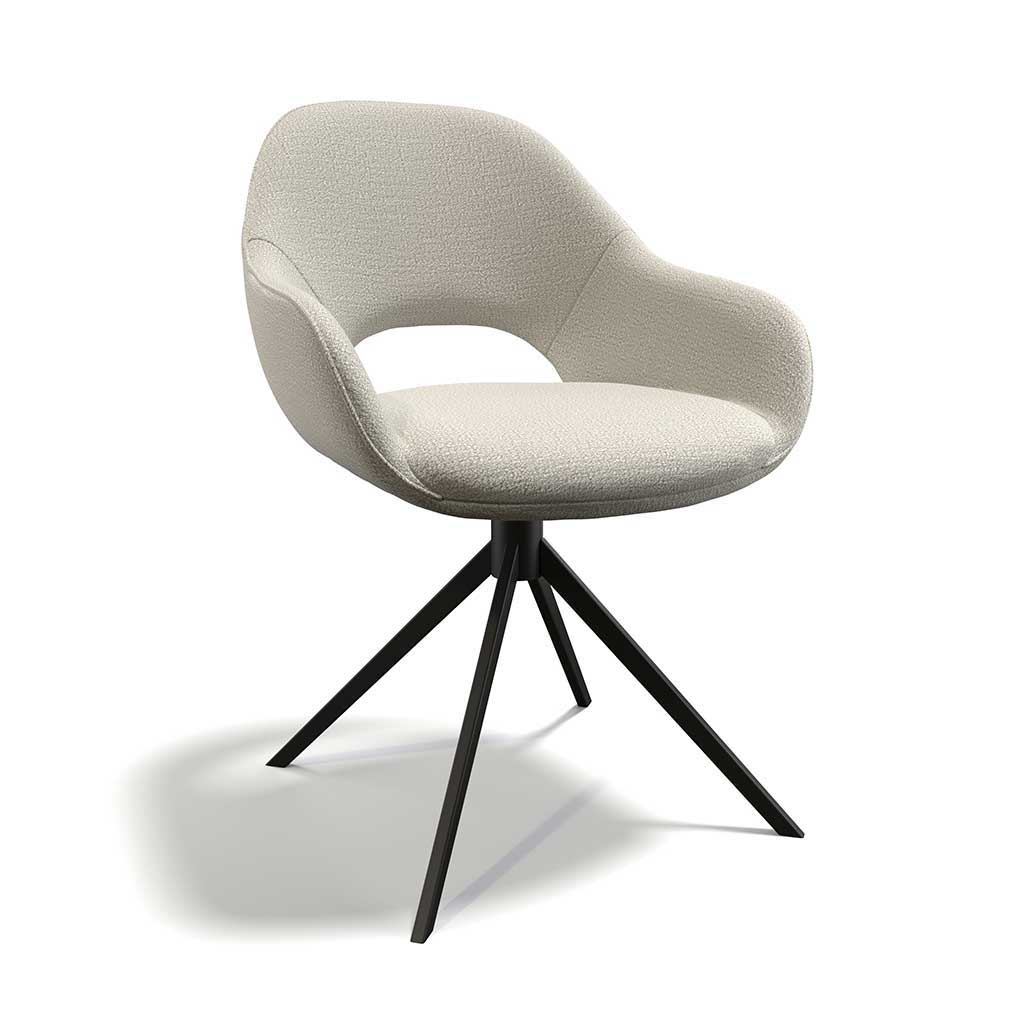 Messina dining chair in natural Oasis 01 fabric with black swivel base
