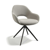 Messina dining chair in natural Sneak 01 fabric with black swivel base