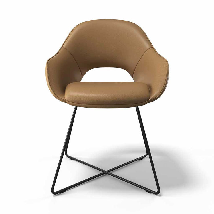 Milan dining chair cognac leather side view