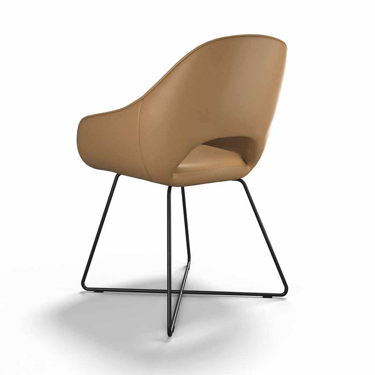 Milan dining chair cognac leather armrest detail
