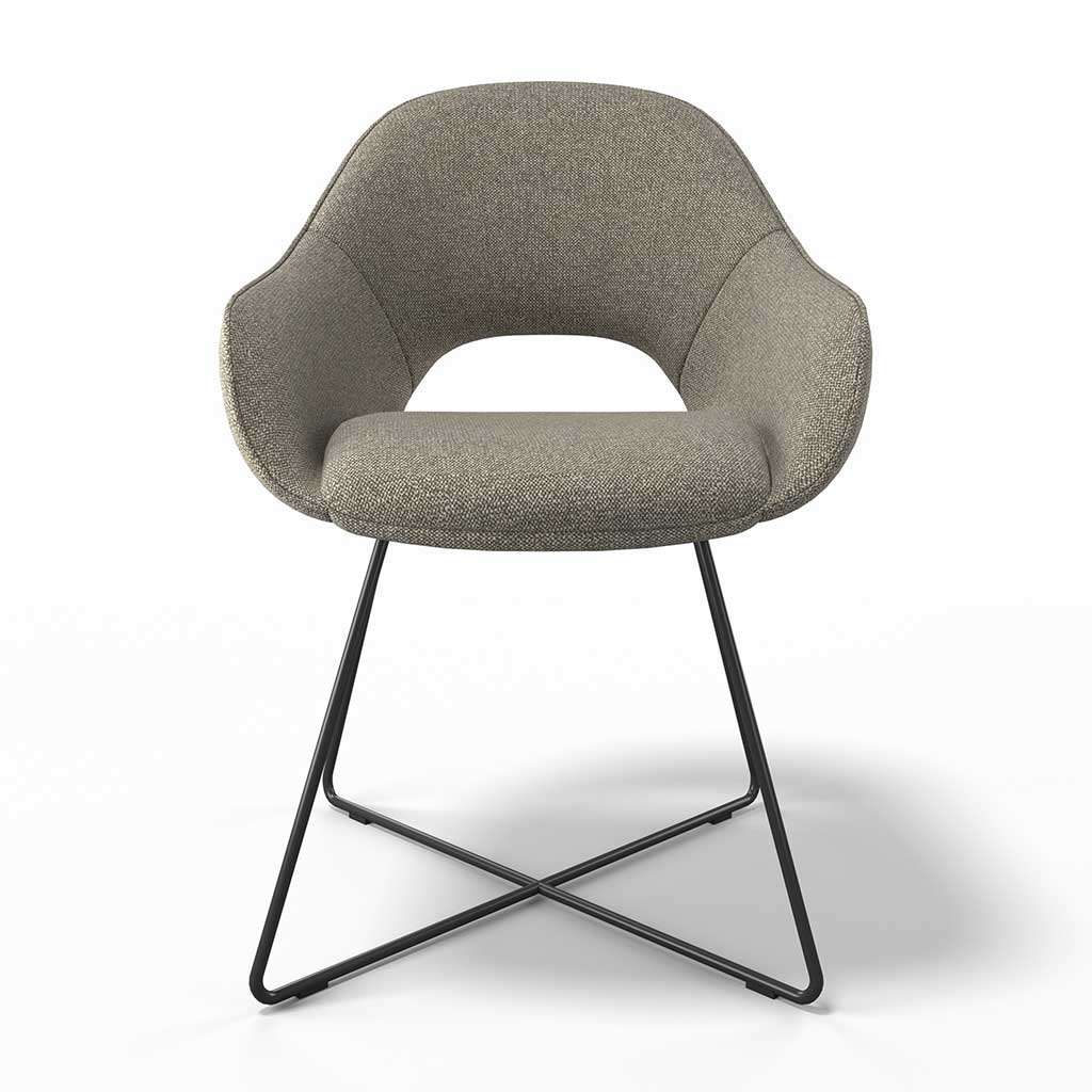 Milan dining chair Shitake Sneak fabric side view