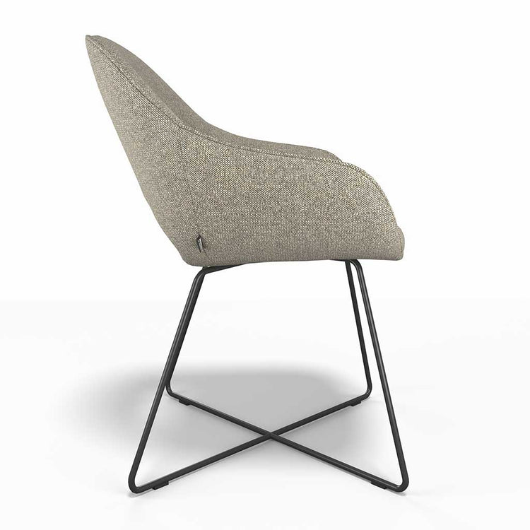 Milan dining chair Shitake Sneak fabric back view