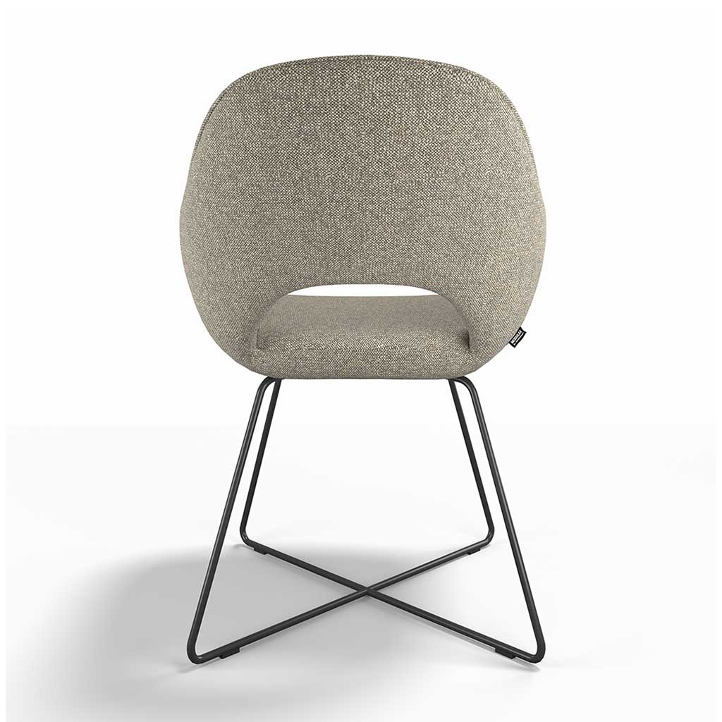 Milan dining chair Shitake Sneak fabric armrest detail