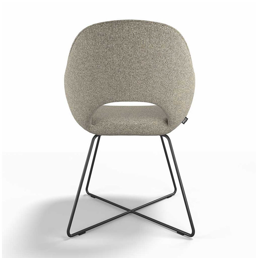Milan dining chair Shitake Sneak fabric armrest detail