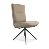 Monroe De Luxe dining chair in truffle B968 leather with black swivel base
