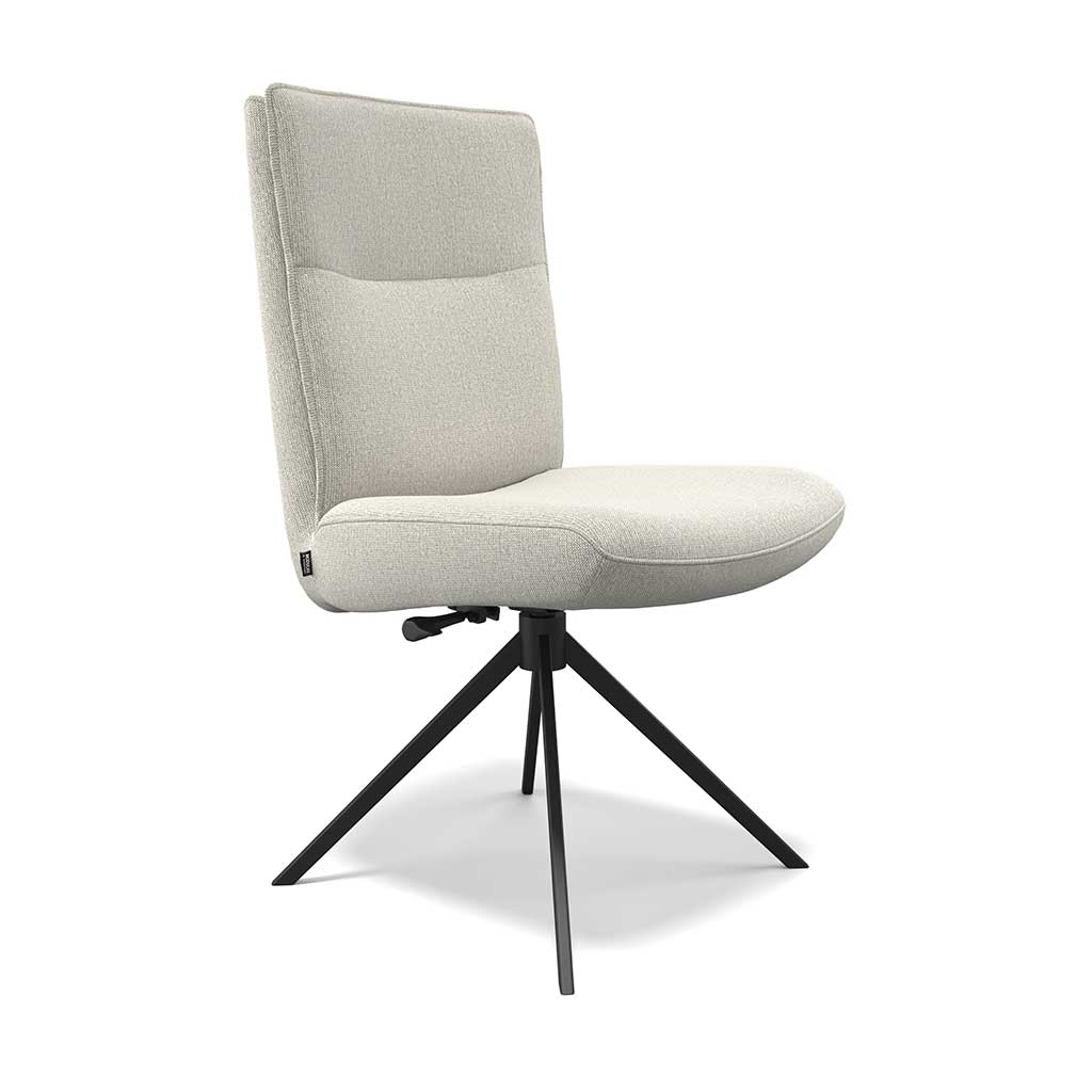 Monroe De Luxe dining chair in linen Sneak 110 fabric with black swivel base