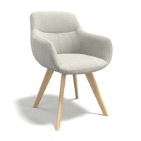 Odille dining chair in natural Mito 01 fabric with wooden legs and armrests
