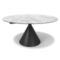 Cassan Round Extending Dining Table - White MXC 121 Ceramic - Black Base