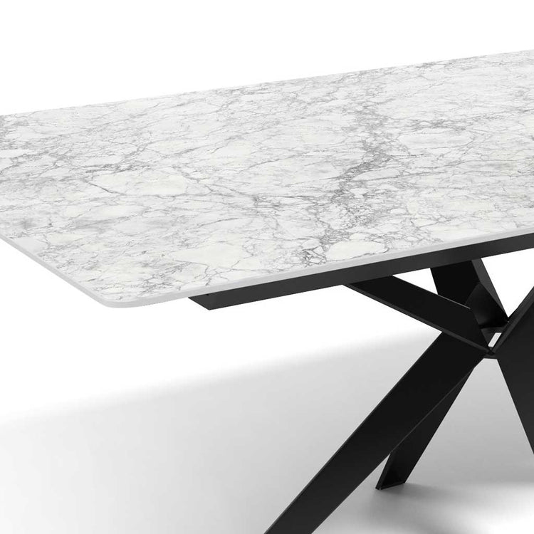 Haku electric dining table white ceramic detail