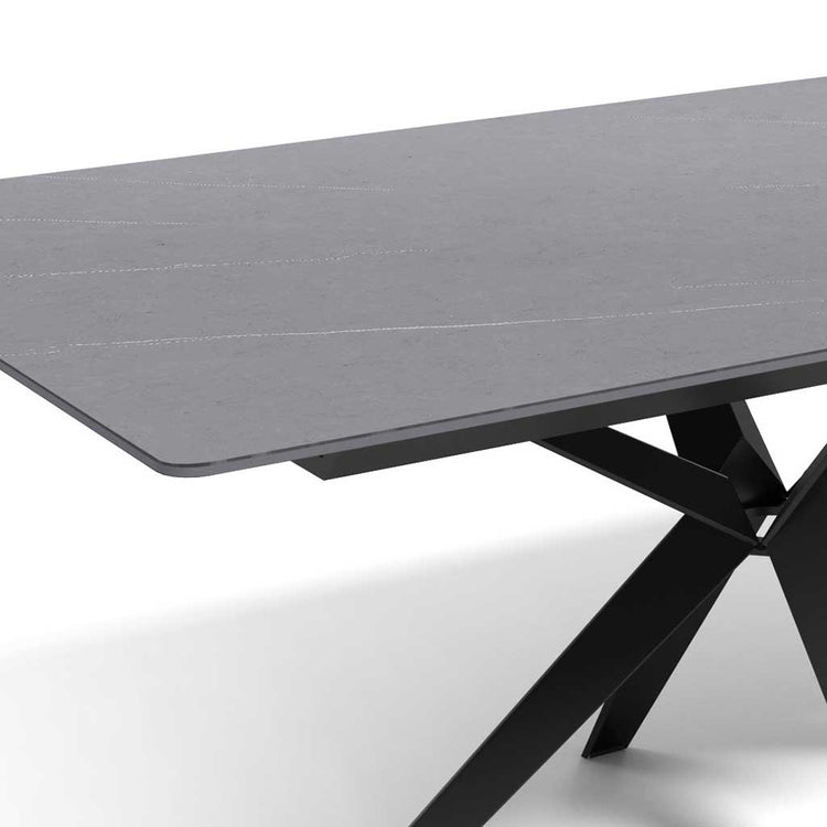 Haku extending dining table grey ceramic detail