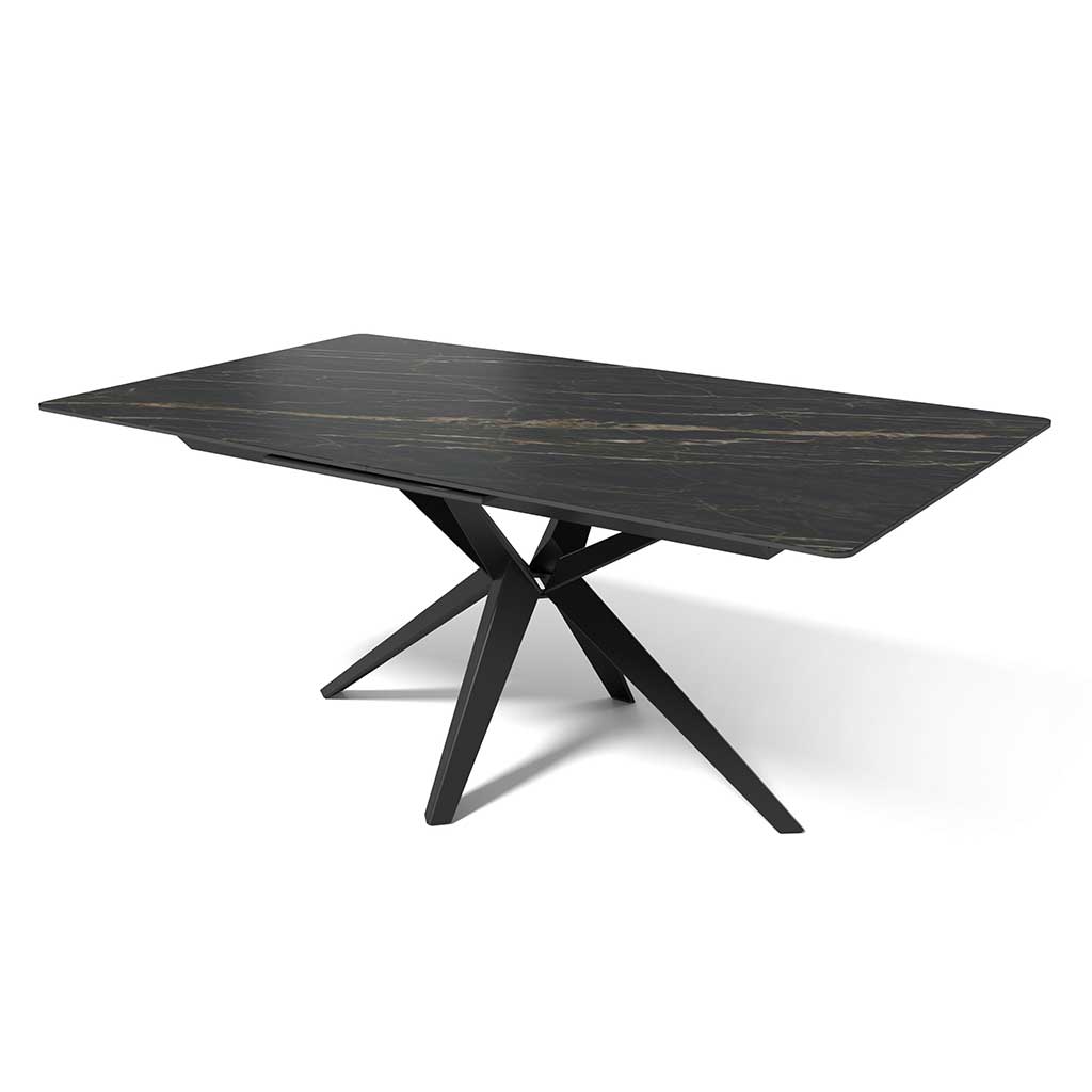 Haku extending dining table in matt black MXC 402 ceramic, 160 cm