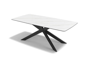 Dining Table Spider - Carrara Look MXC 342 Ceramic - 200 cm - Metal Base