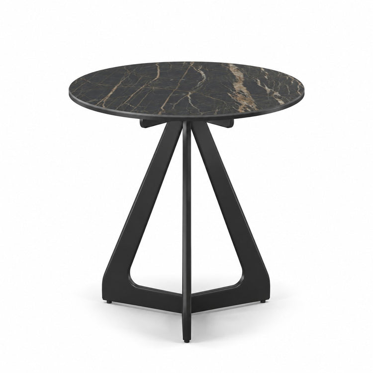 Coffee Table Tsurugi - Noir Désir MXC 123 Ceramic - Black Metal - Ø 57 cm - front view
