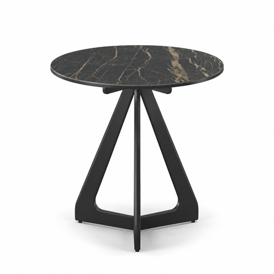 Coffee Table Tsurugi - Noir Désir MXC 123 Ceramic - Black Metal - Ø 57 cm - front view