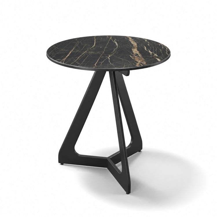 Coffee Table Tsurugi - Noir Désir MXC 123 Ceramic - Black Metal - Ø 57 cm - three-quarter view