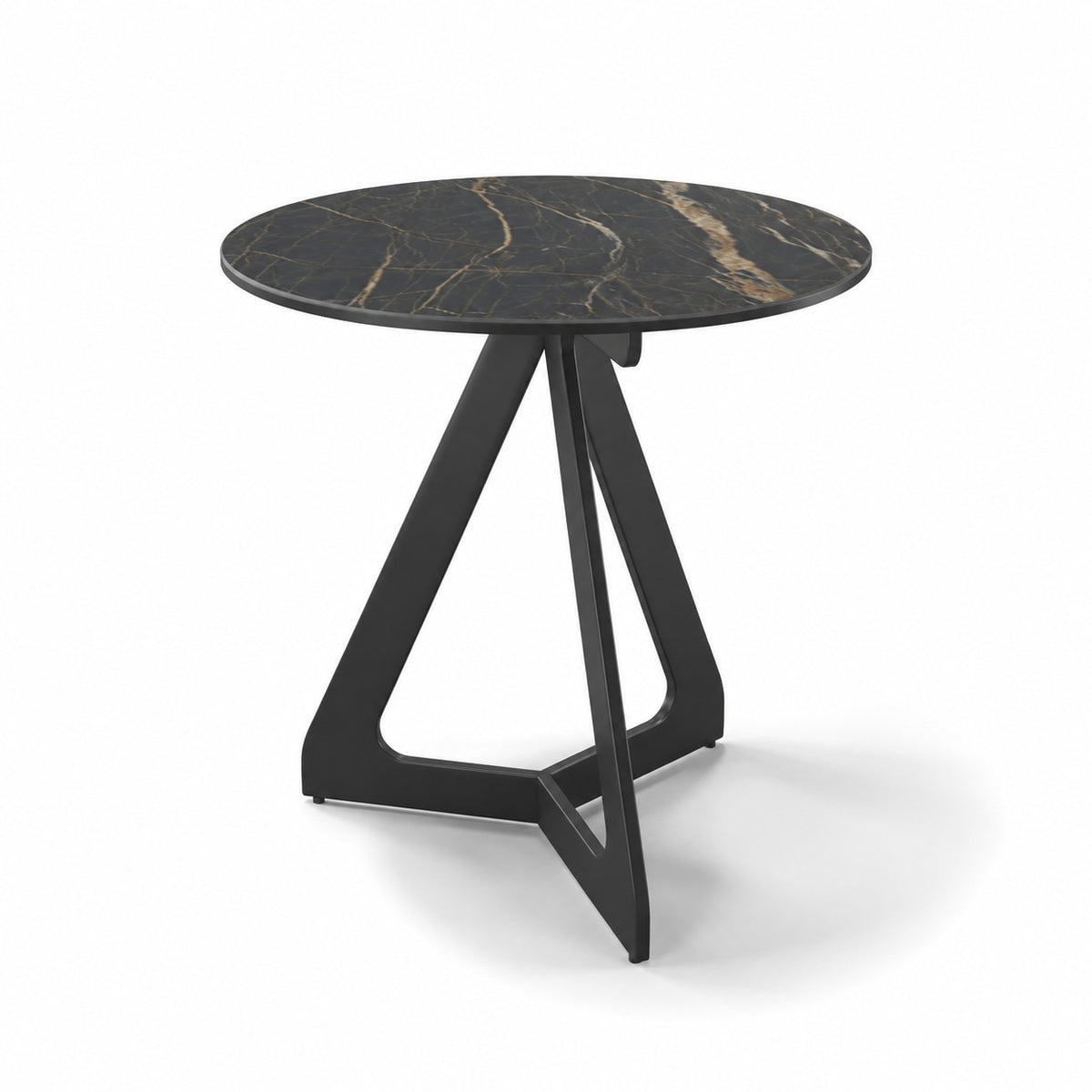 Coffee Table Tsurugi - Noir Désir MXC 123 Ceramic - Black Metal - Ø 57 cm - three-quarter view