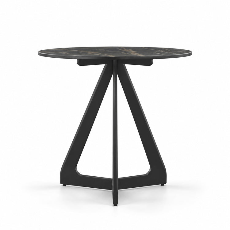 Coffee Table Tsurugi - Noir Désir MXC 123 Ceramic - Black Metal - Ø 57 cm - side view